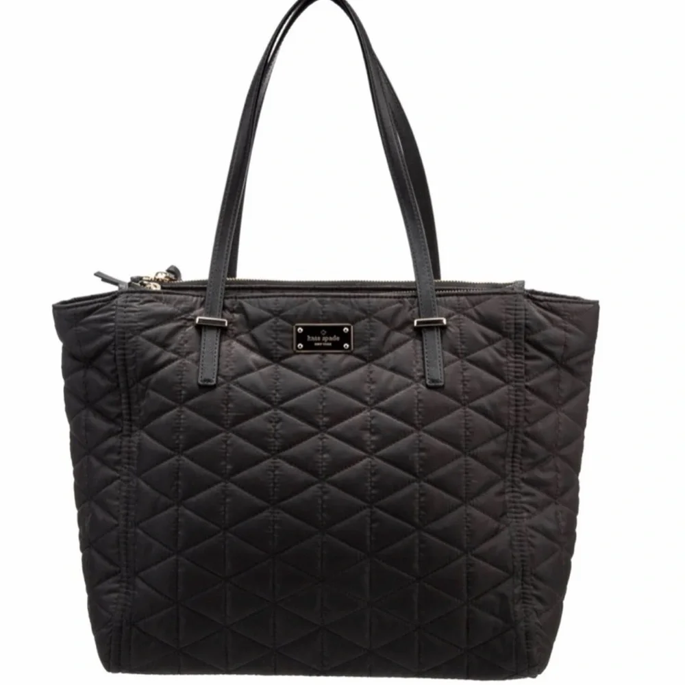 Kate Spade Black Quilted Tote with attached mini pouch (Excellent Condition) - Picture 1 of 4